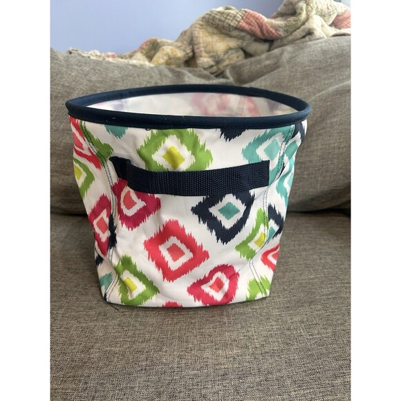 Thirty One Mini Storage Bin In Candy Corners Collapsible Handles - Picture 2 of 10